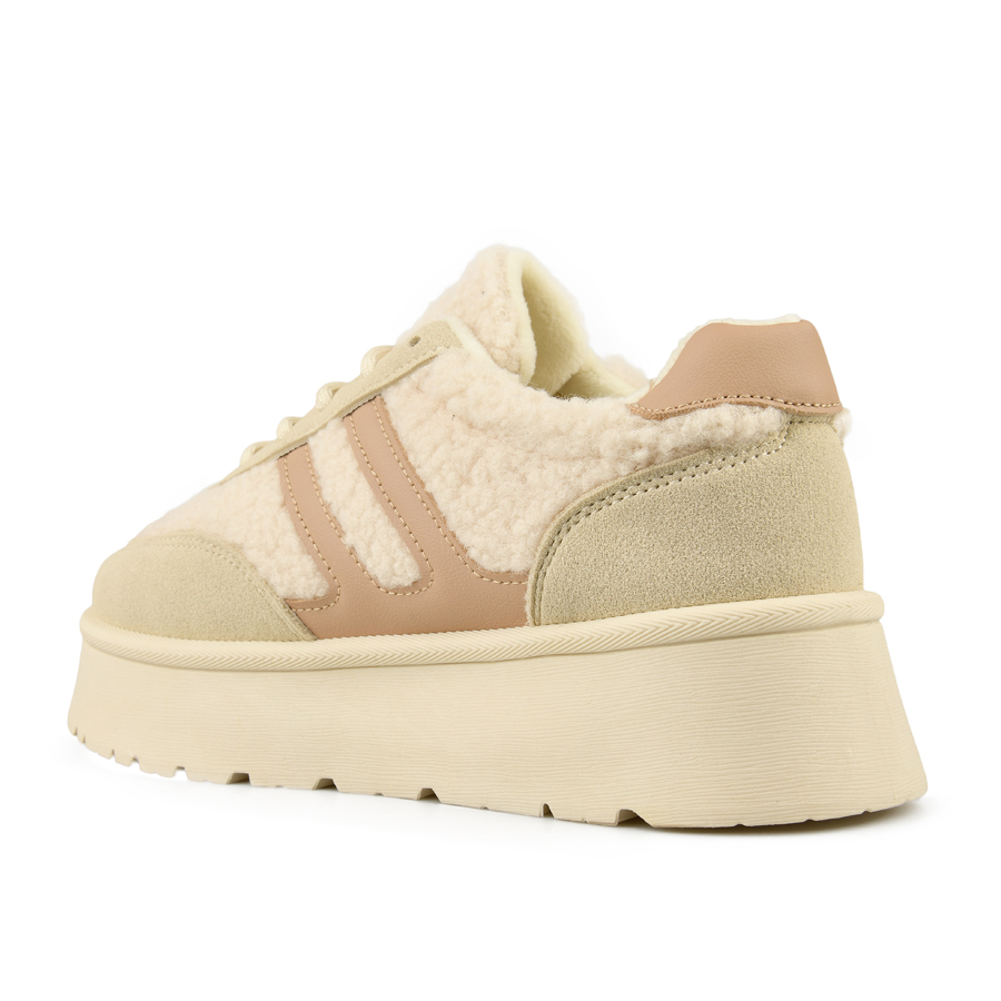 pantofi damă piele ecologică/textil bej 3
