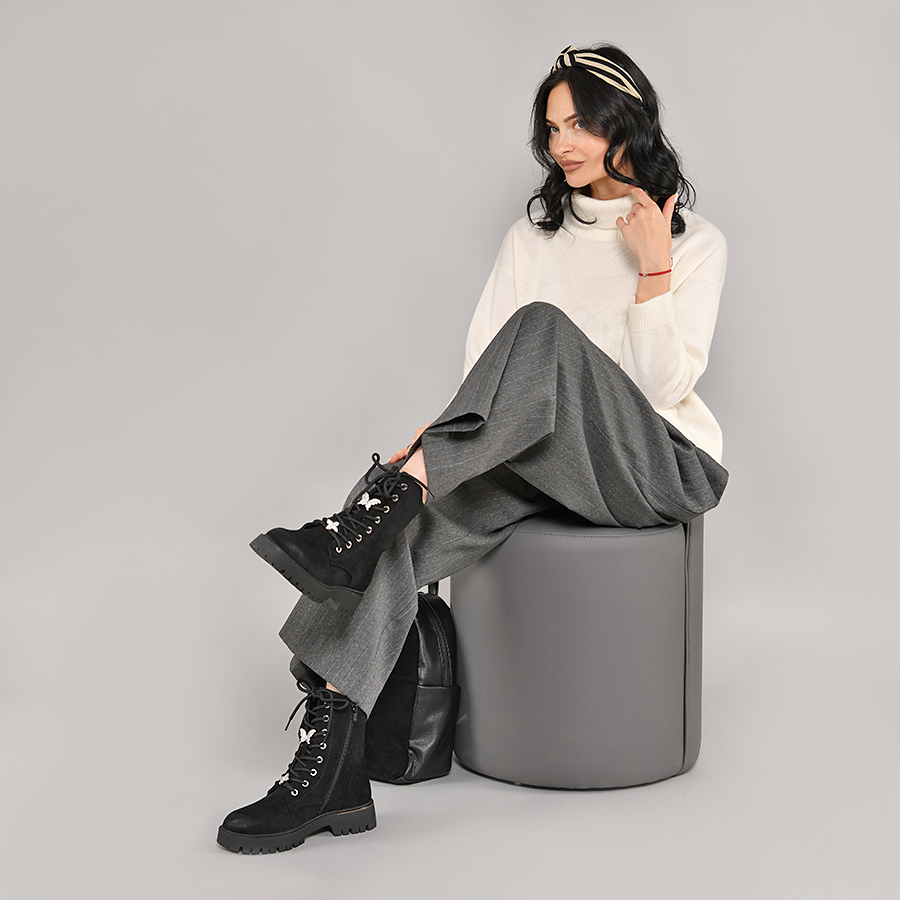 γυναικεία μποτάκια ύφασμα μαύρο 7