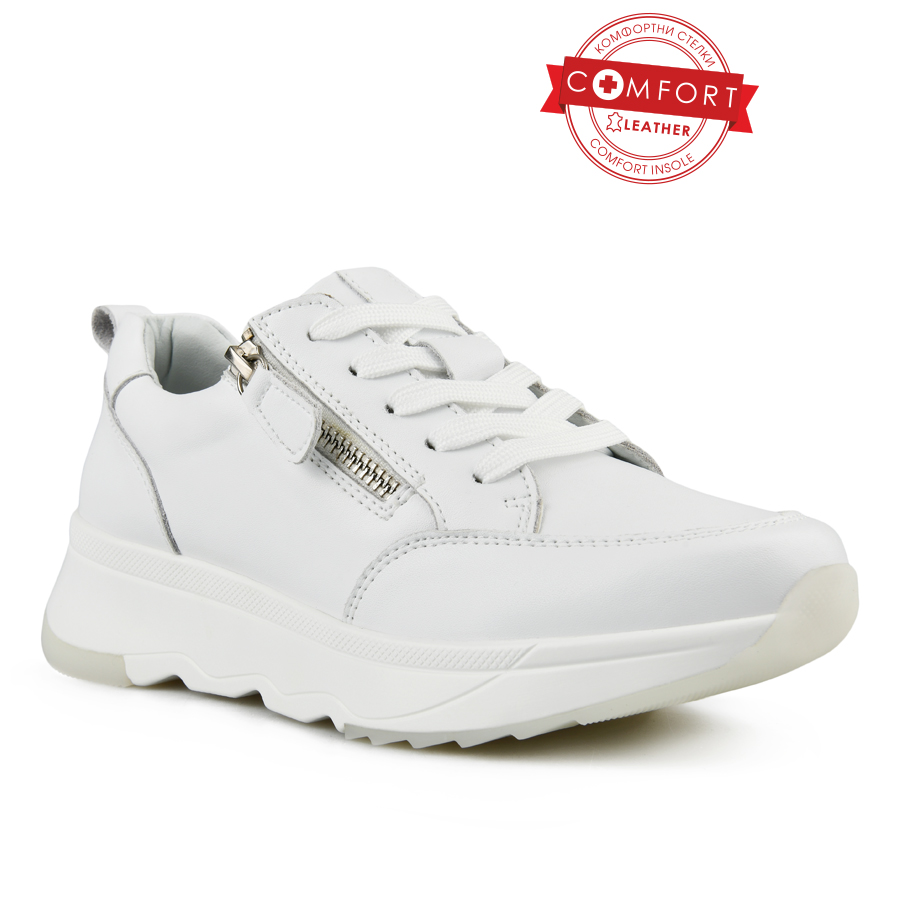 γυναικεία παπούτσια φυσικό δέρμα λευκό/γκρι 0