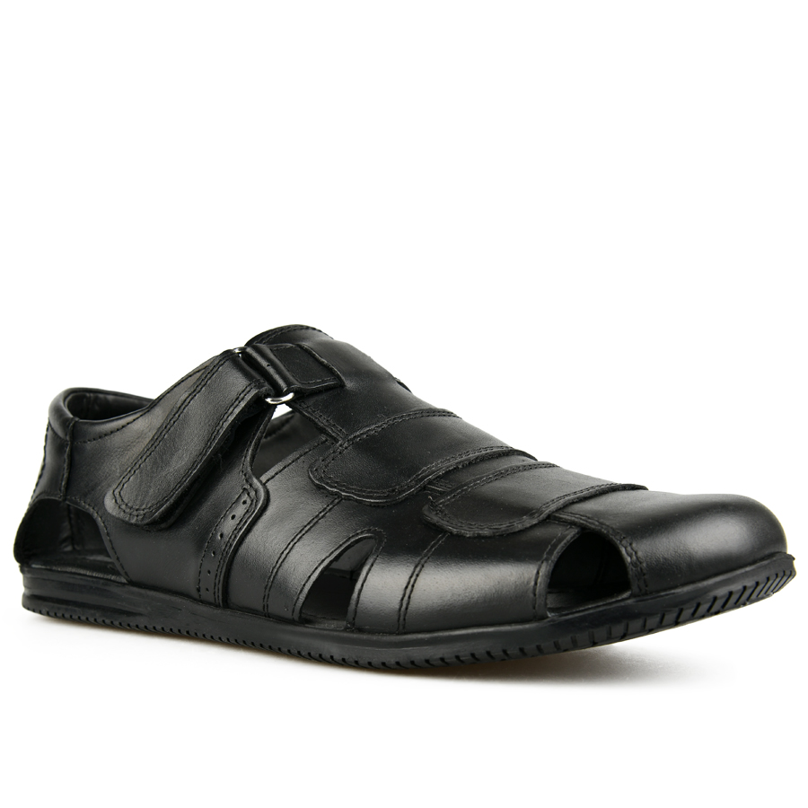 мъжки сандали естествена кожа черни 2