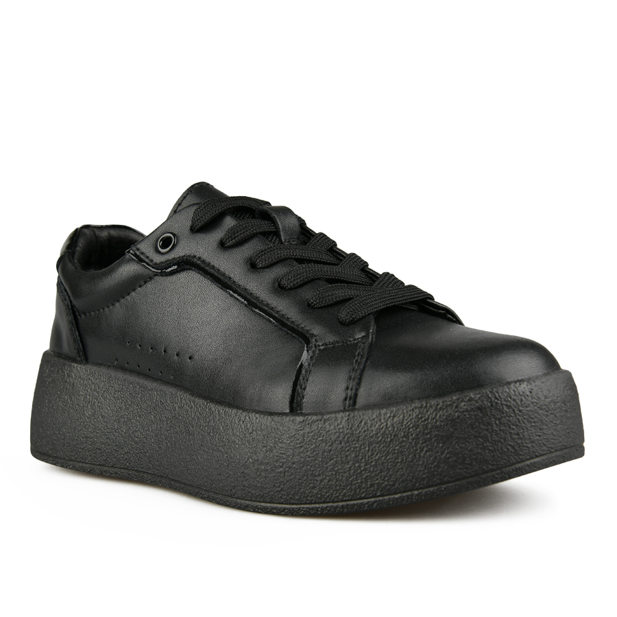 γυναικεία παπούτσια φυσικό δέρμα μαύρο 1