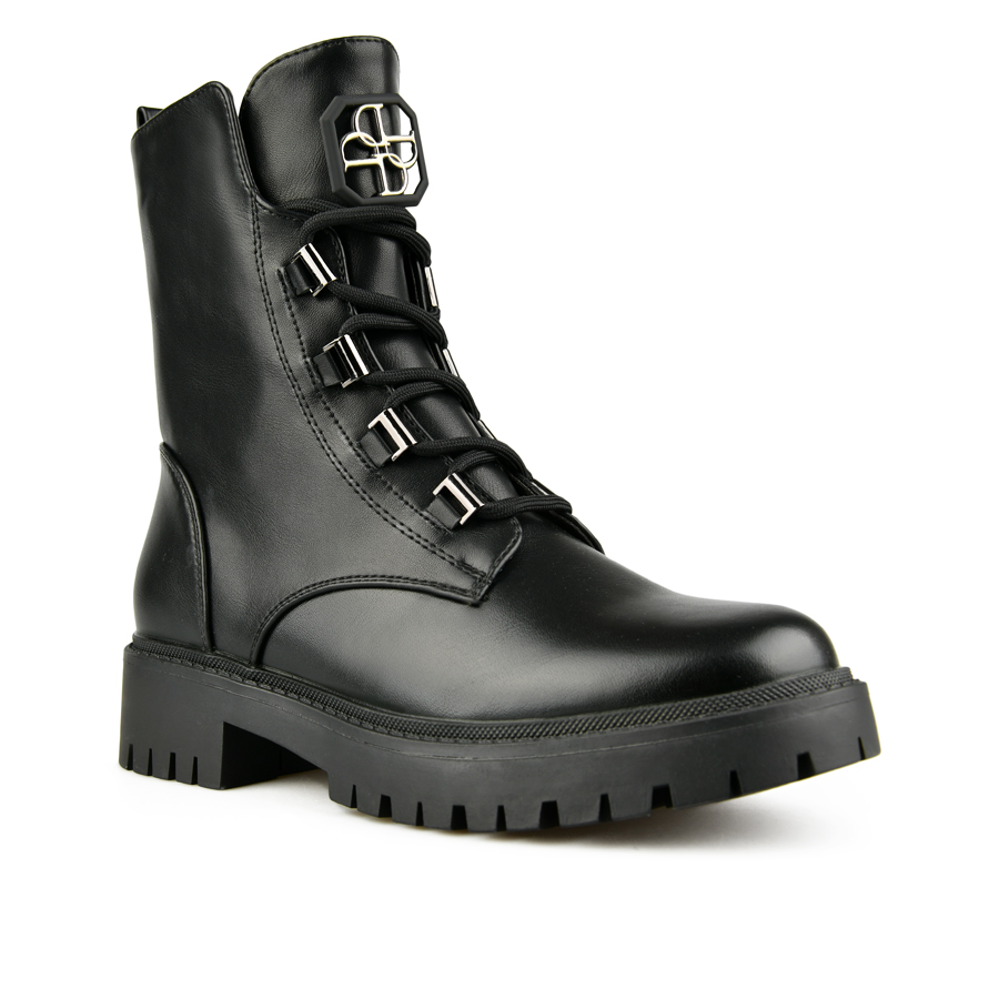 botine damă piele ecologică/textil negru 1