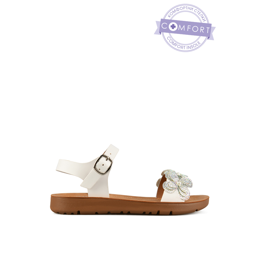 παιδικά σανδάλια ύφασμα/οικολογικό δέρμα λευκά 0