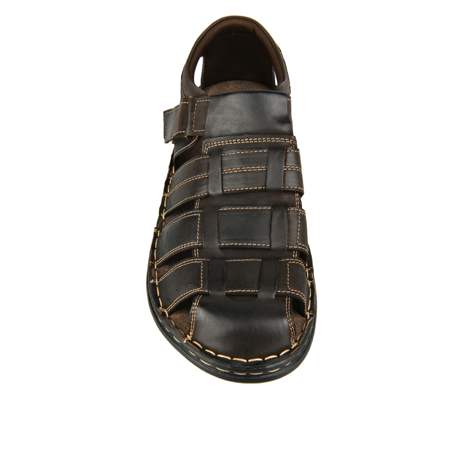 мъжки сандали естествена кожа тъмно кафяви 1