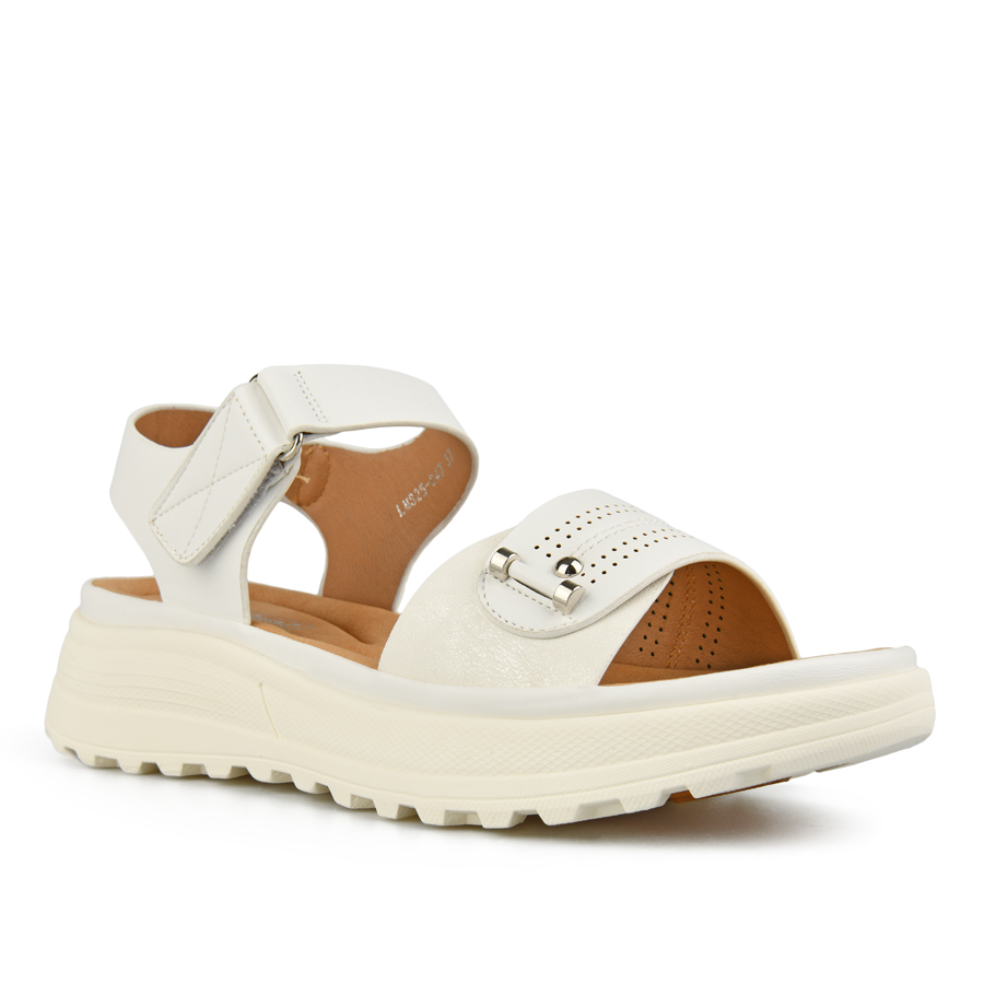 дамски сандали еко кожа бели 2