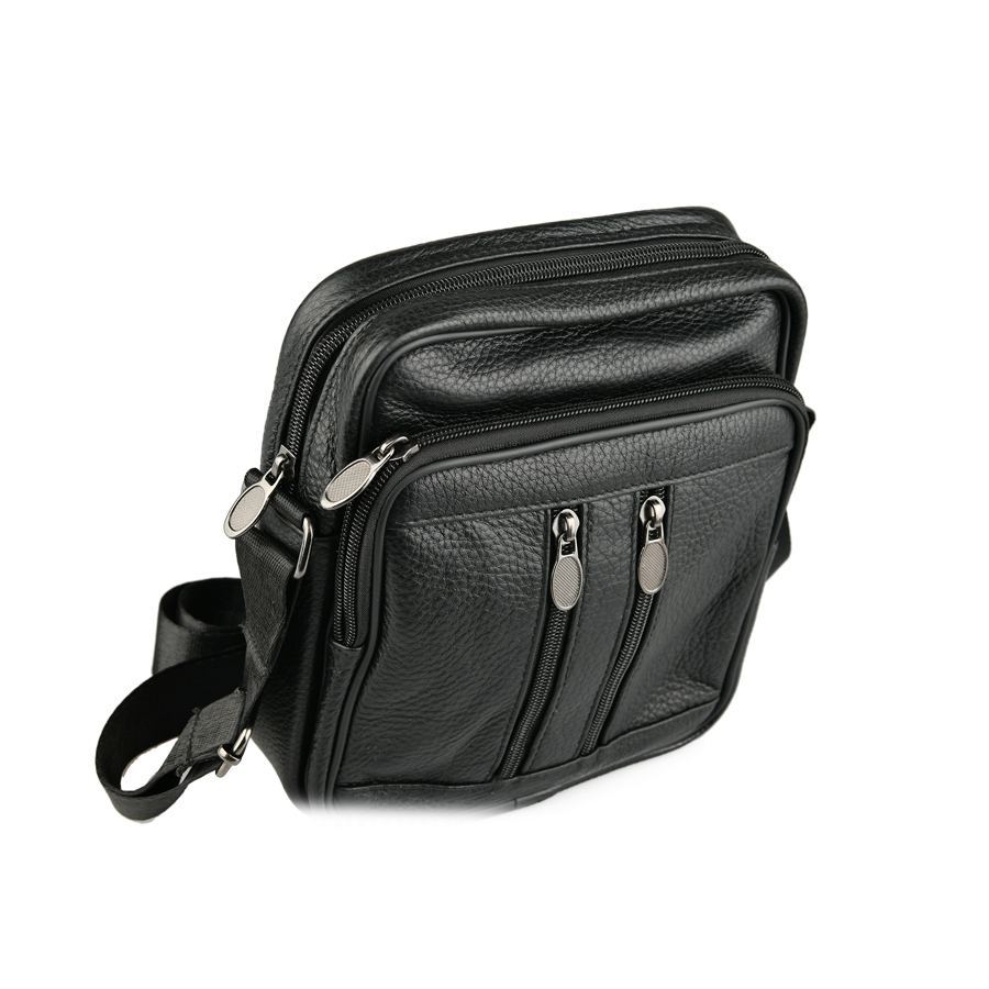 мъжка чанта естествена кожа черна 2