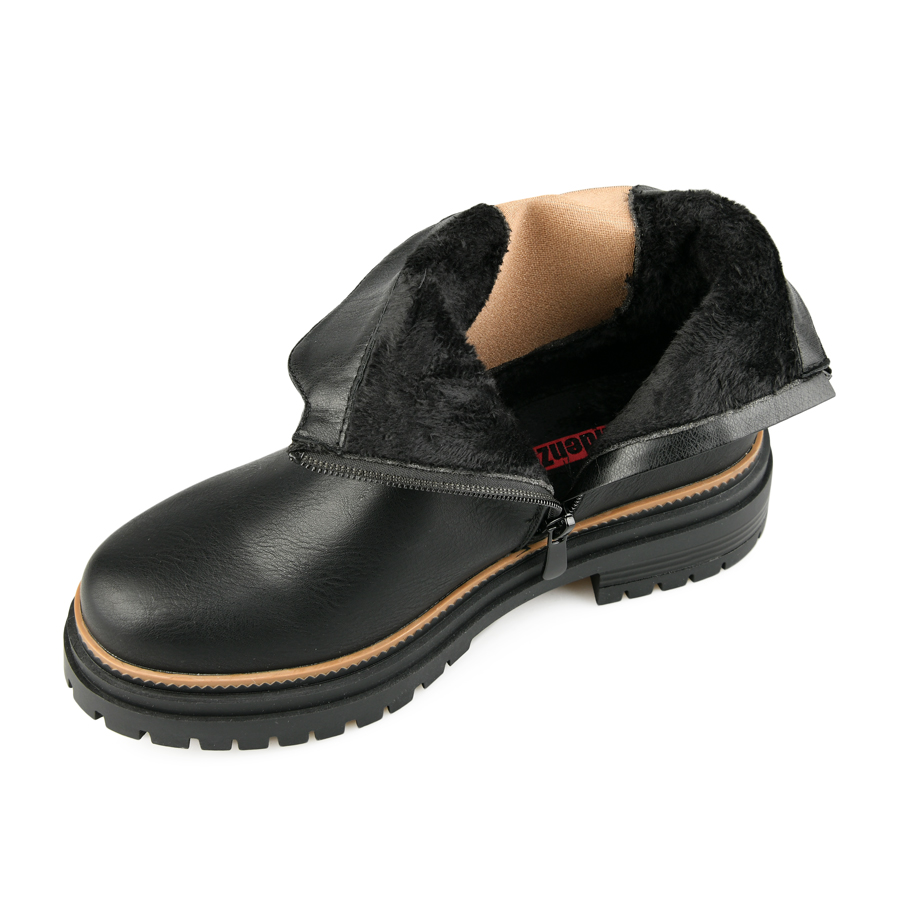 botine damă piele ecologică/textil negru 4