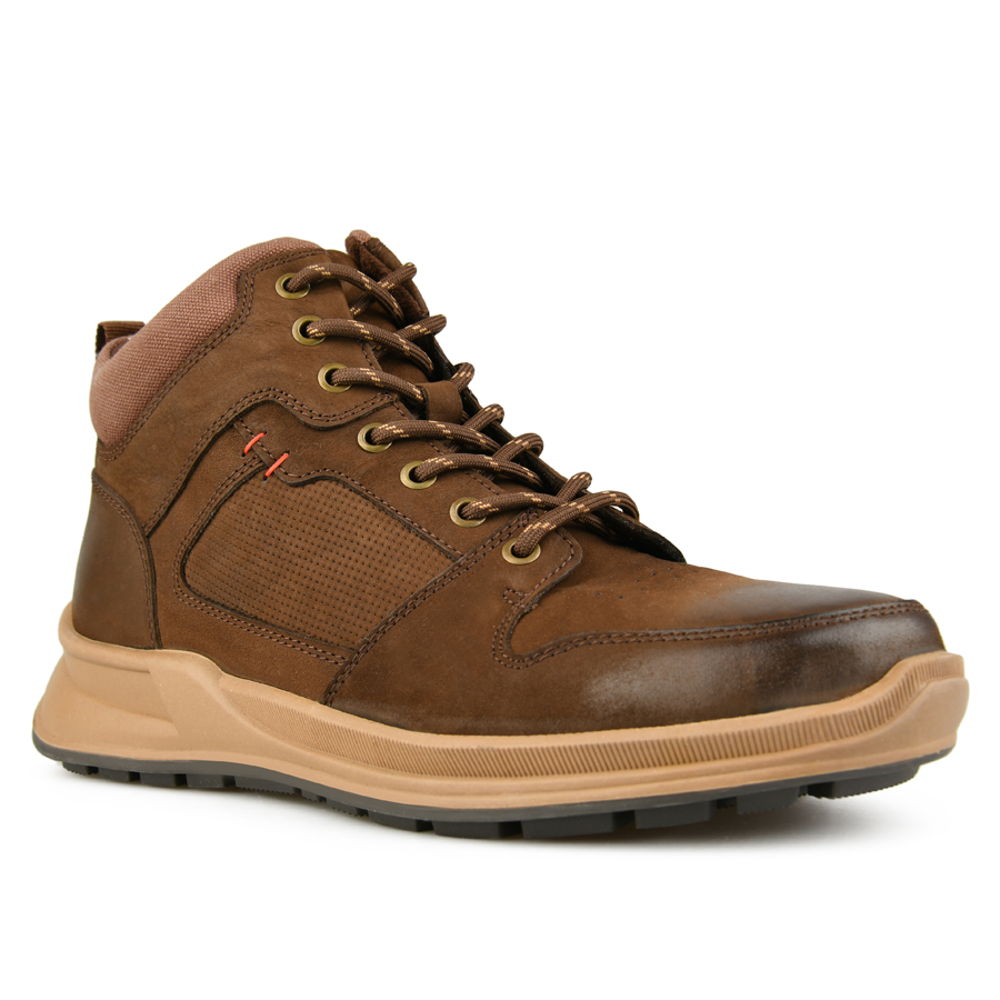 botine bărbați piele naturală/textil maro 1