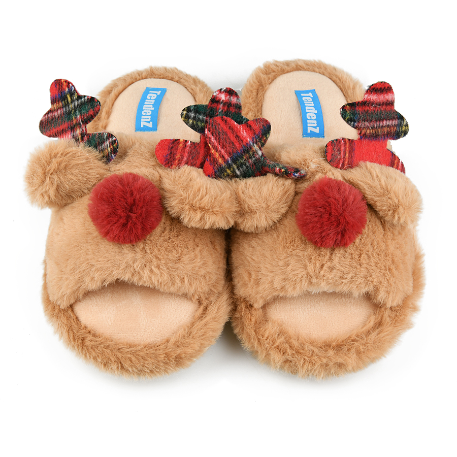 дамски пантофи текстил кафяви 1