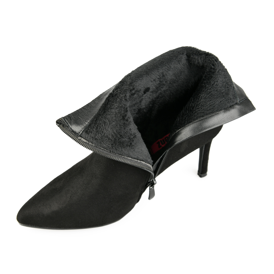 botine damă textil negru 5