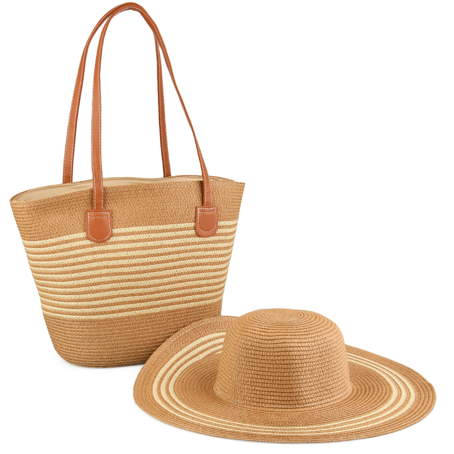 комплект чанта еко кожа кафява 0