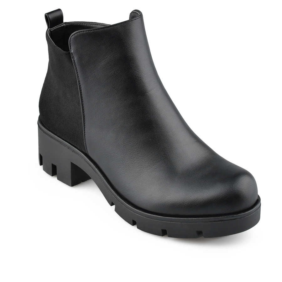 botine damă piele ecologică/textil negru 2