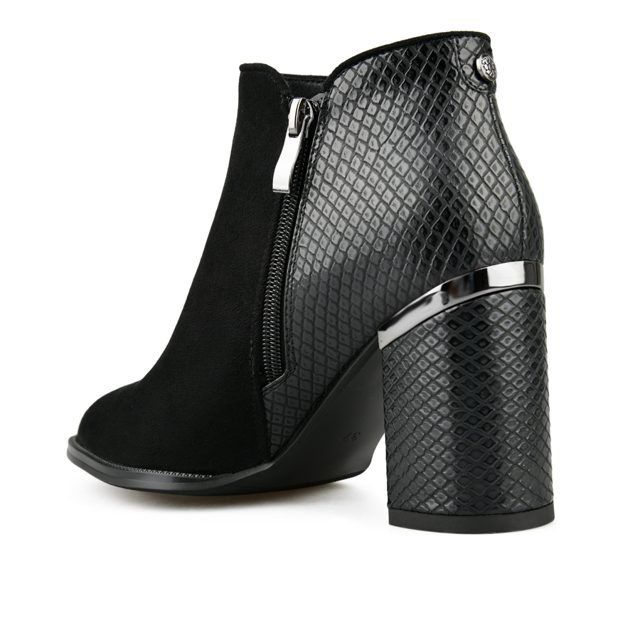 γυναικεία μποτάκια ύφασμα/οικολογικό δέρμα μαύρο 4