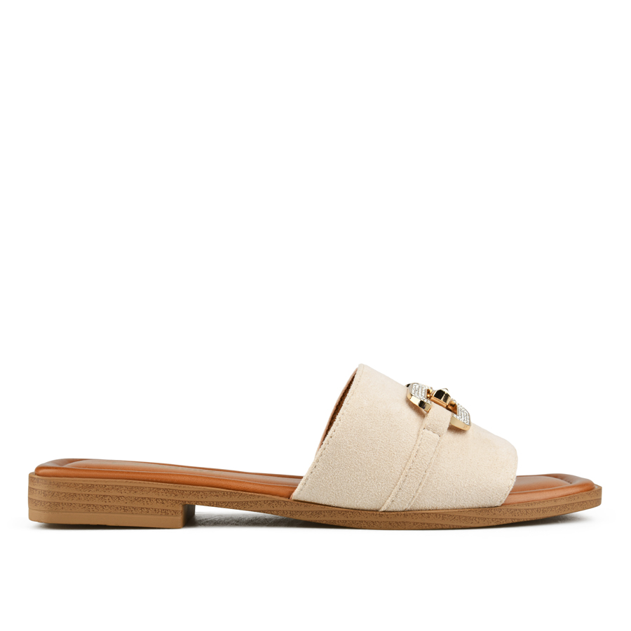 дамски чехли текстил бежови 0