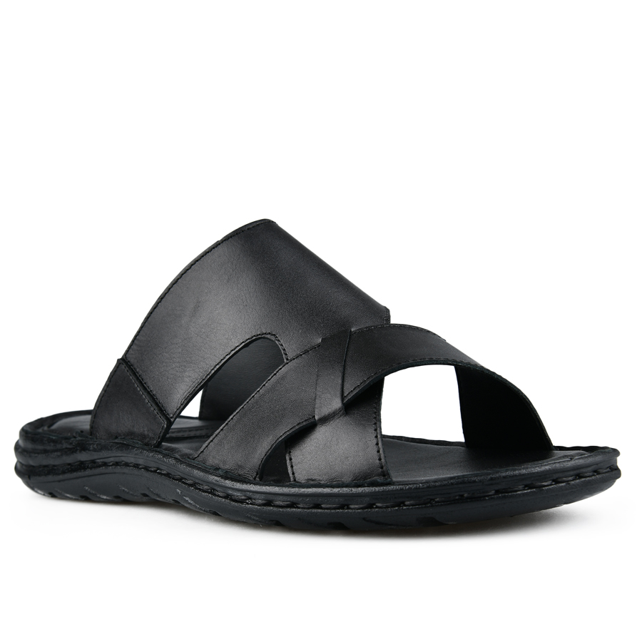 мъжки чехли естествена кожа черни 2