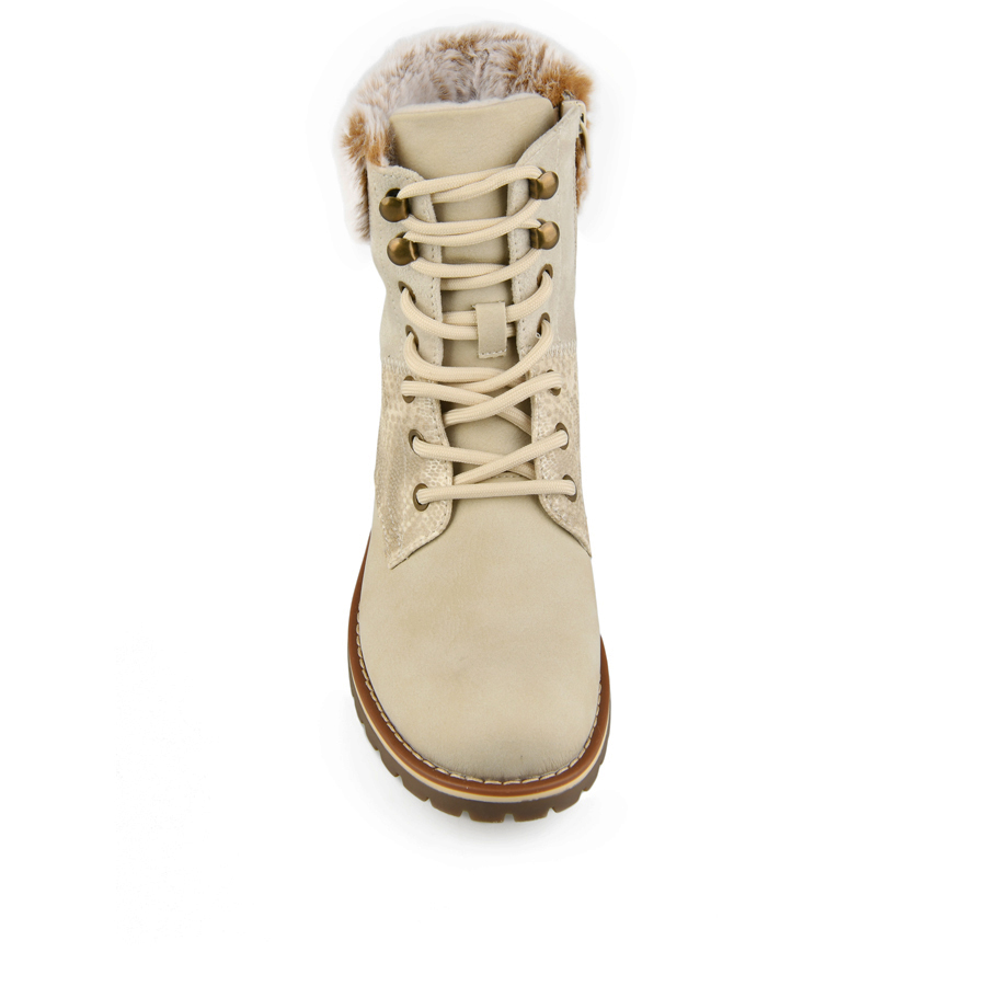 botine damă piele ecologică/textil bej 2