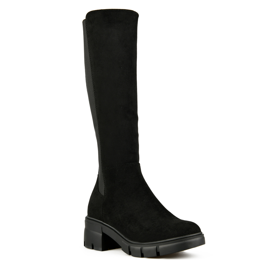 γυναικεία μπότες ύφασμα μαύρο 1