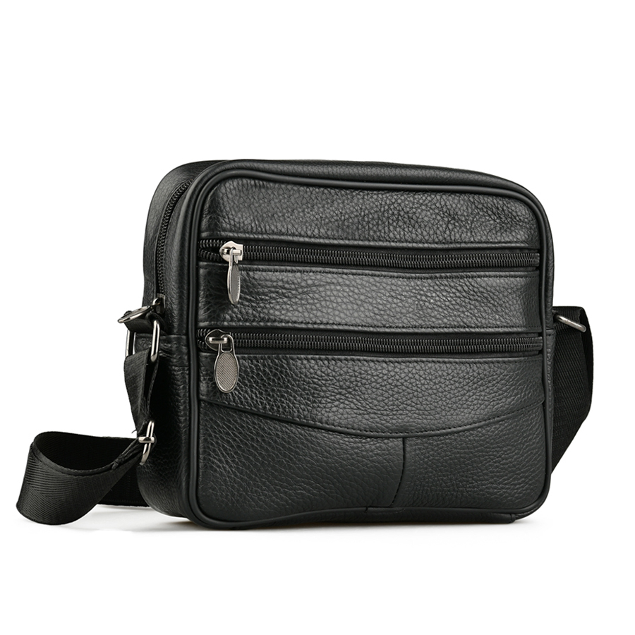 мъжка чанта естествена кожа черна 0