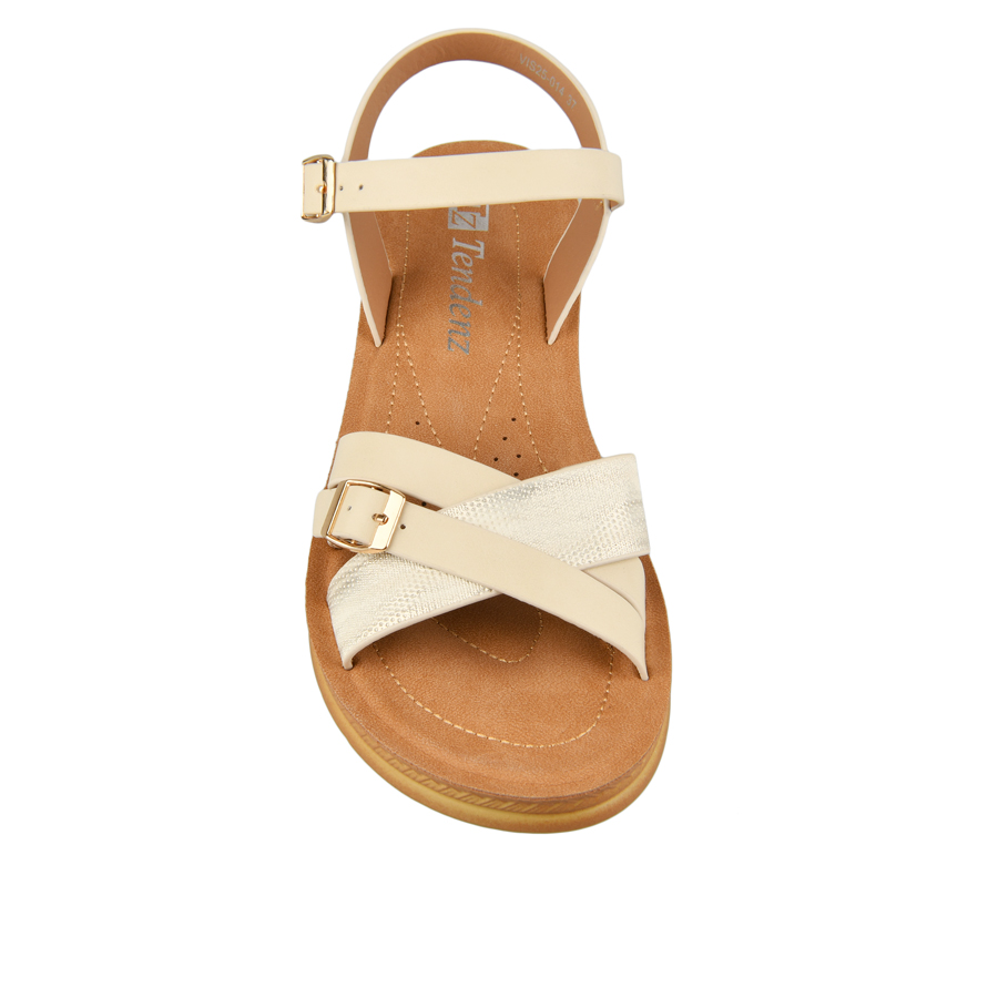γυναικεία σανδάλια οικολογικό δέρμα ανοιχτό μπεζ 1