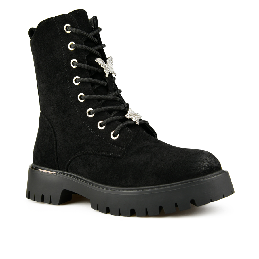 γυναικεία μποτάκια ύφασμα μαύρο 1