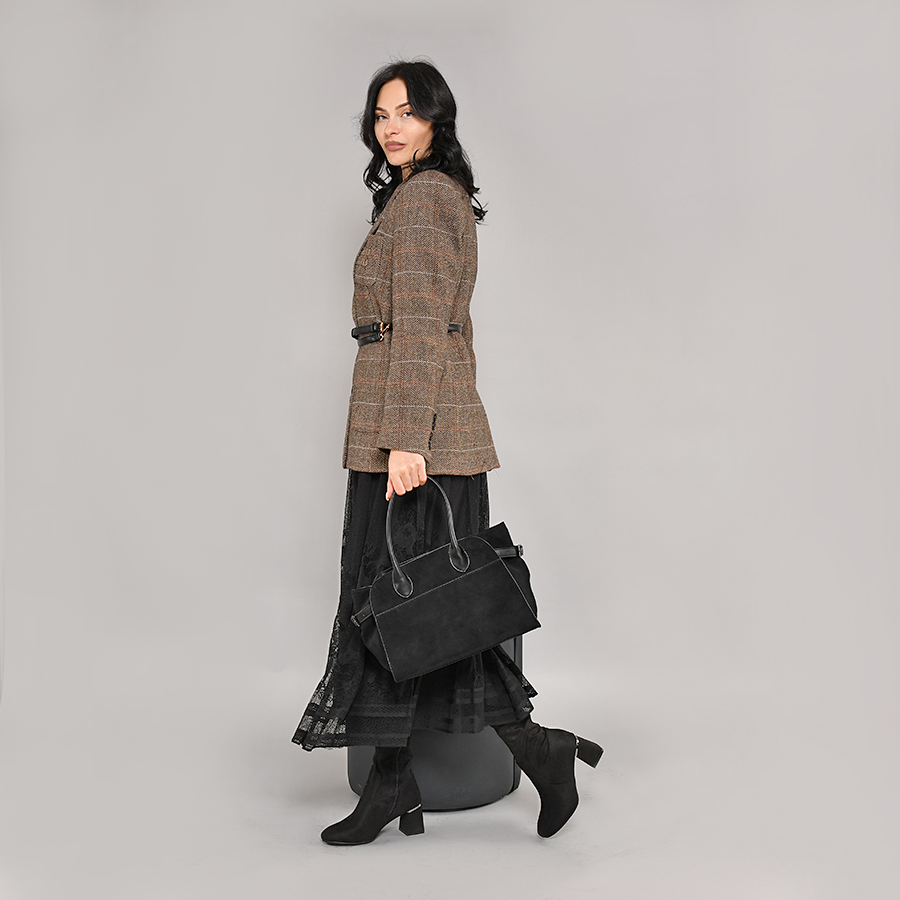 γυναικεία μπότες ύφασμα μαύρο 6