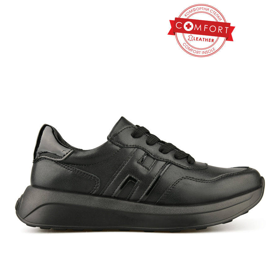 дамски маратонки естествена кожа черни 0