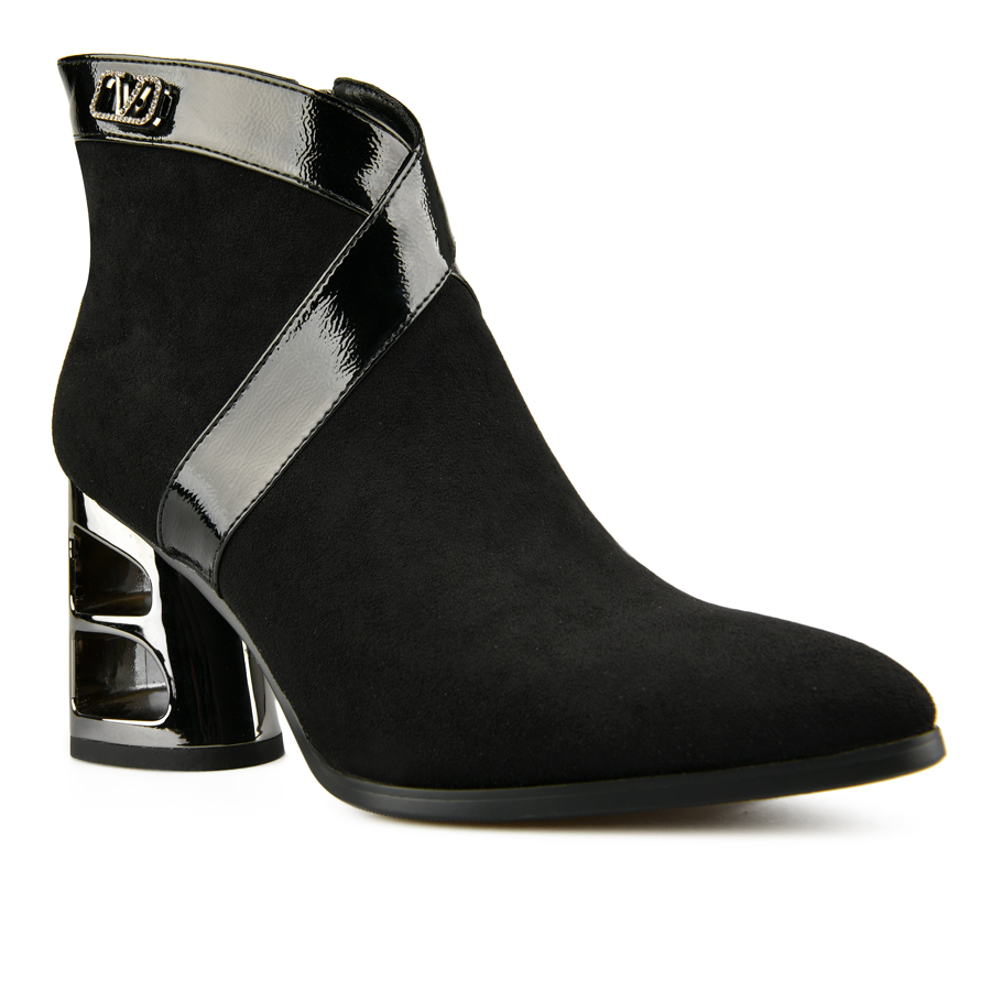 botine damă piele ecologică/textil negru 1