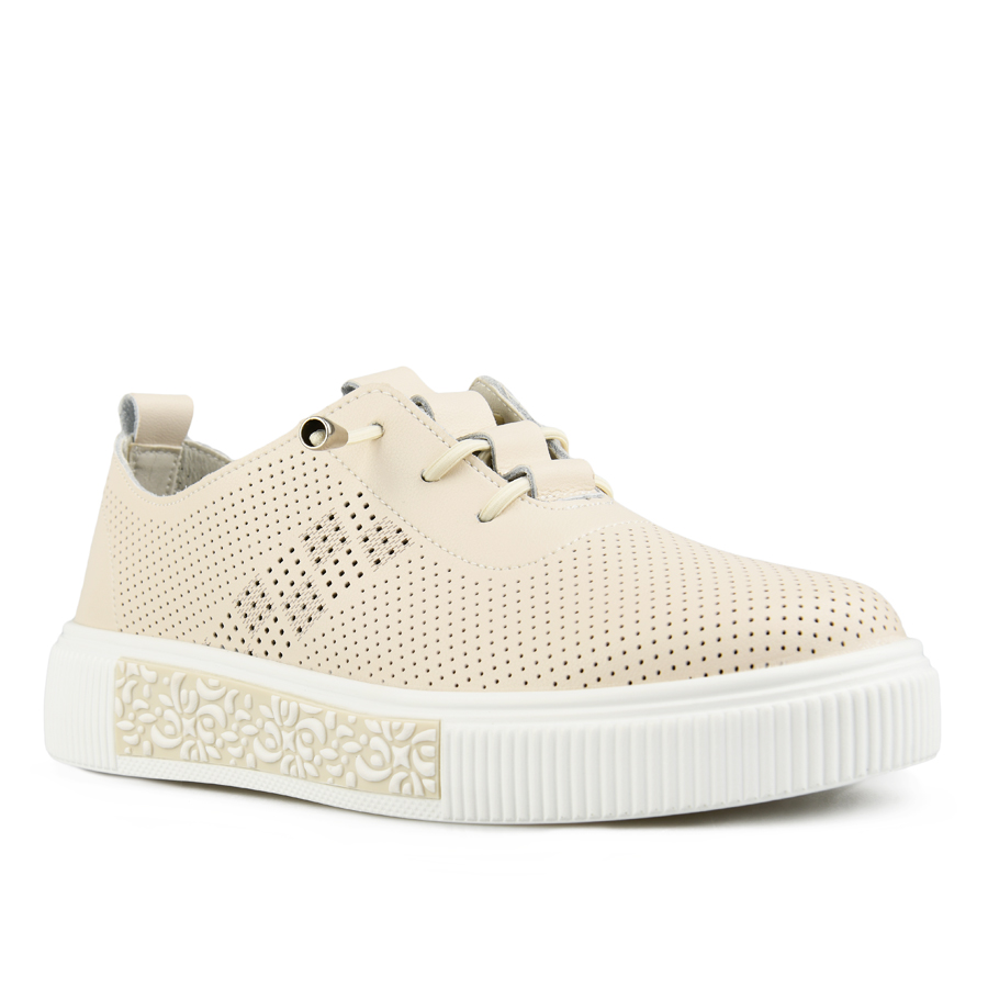 γυναικεία παπούτσια φυσικό δέρμα μπεζ 2