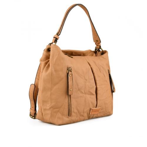 γυναικεία casual τσάντα σε ανοιχτό καφέ χρώμα 0149086