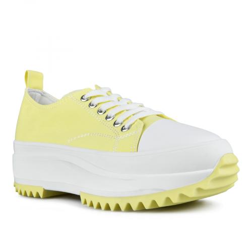 Γυναικεία casual παπούτσια κίτρινα  με πλατφόρμα 0150070 