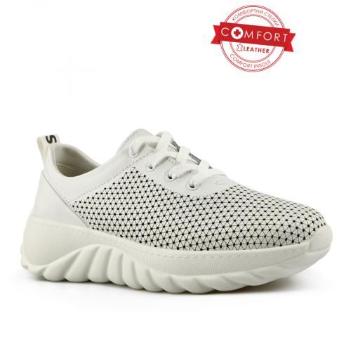 Γυναικεία παπούτσια casual λευκό χρώμα με πλατφόρμα 0146033
