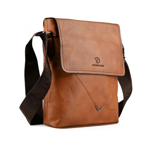ανδρική casual τσάντα σε καφέ χρώμα 0150422
