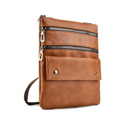 ανδρική casual τσάντα σε καφέ χρώμα 0150386