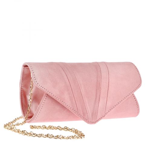Γυναικεία κομψή τσάντα χρώμα ροζ   