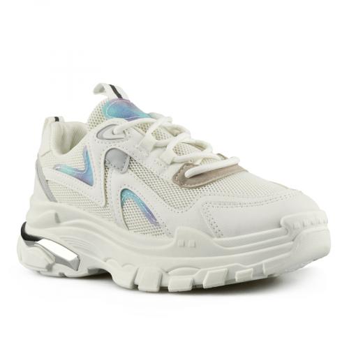 Γυναικεία αθλητικά παπούτσια  λευκά με πλατφόρμα 0146113