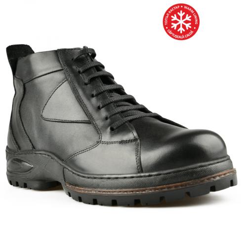 Ανδρικά casual μαύρα μπότακια με ζεστή επένδυση 0147283