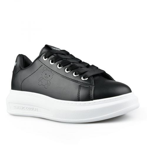 Γυναικεία παπούτσια μαύρα casual με πλατφόρμα 0148666