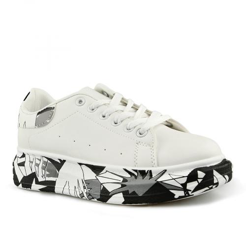 Γυναικεία λευκά sneakers με πλατφόρμα 0145743