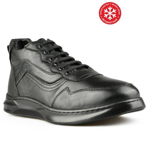 Ανδρικά casual μαύρα μπότακια με ζεστή επένδυση 0147295