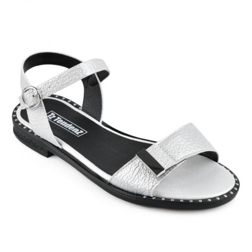 Sandale casual de damă, de culoare argintiu