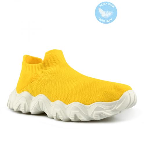 Γυναικεία κίτρινα sneakers με πλατφόρμα 0146658