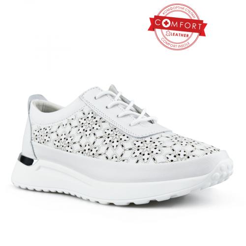 Γυναικεία παπούτσια λευκά casual με πλατφόρμα 0148233