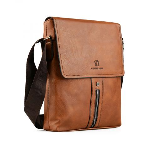 ανδρική casual τσάντα σε καφέ χρώμα 0150434