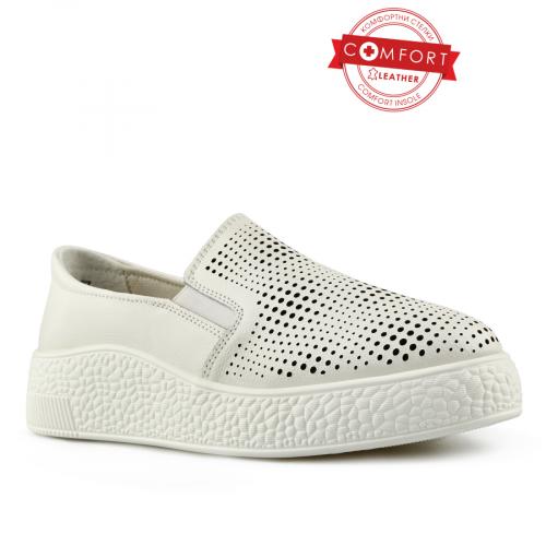 Γυναικεία παπούτσια casual λευκό χρώμα με πλατφόρμα 0146029