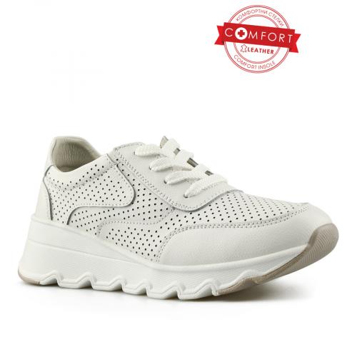 Γυναικεία παπούτσια casual  λευκό χρώμα με πλατφόρμα 0146032