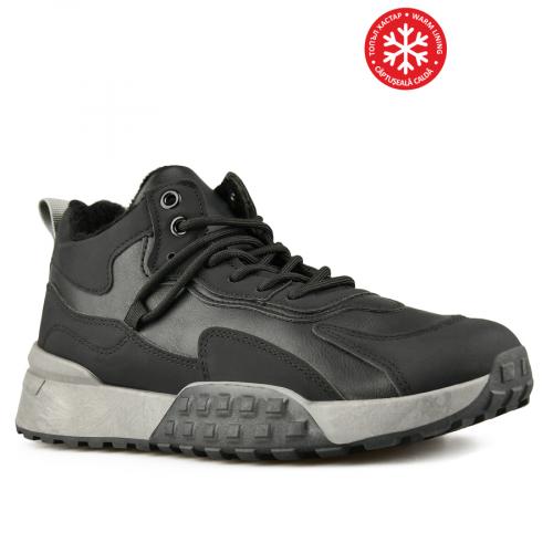 Ανδρικά sneakers μαύρο χρώμα με ζεστή φόδρα 0147793. 