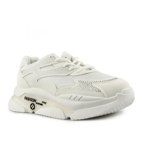 Γυναικεία αθλητικά λευκά παπούτσια με πλατφόρμα 0145778