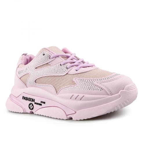 Γυναικεία αθλητικά ροζ παπούτσια με πλατφόρμα 0145779