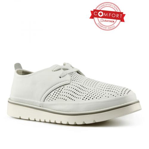 Γυναικεία παπούτσια casual λευκό χρώμα με πλατφόρμα 0146023
