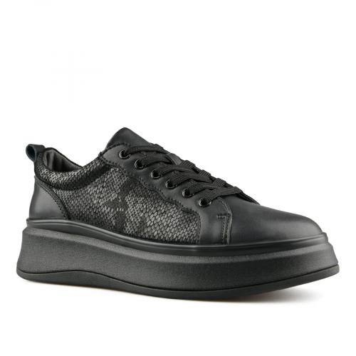 Γυναικεία casual παπούτσια μαύρο χρώμα με πλατφόρμα 0151482